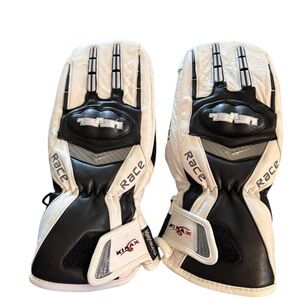 Level Women’s White Goat Leather Race Mitt Sz M/8 Adjustable Wrist Lined Grips